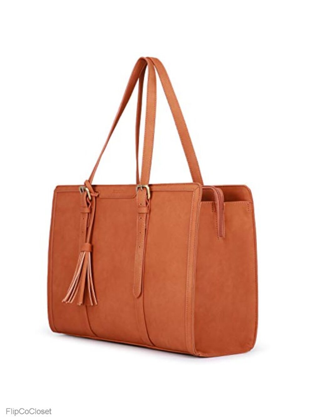 Laptop Bag For Women 15.6 Inch Work Tote PU Leather Computer Purse 3 Layer